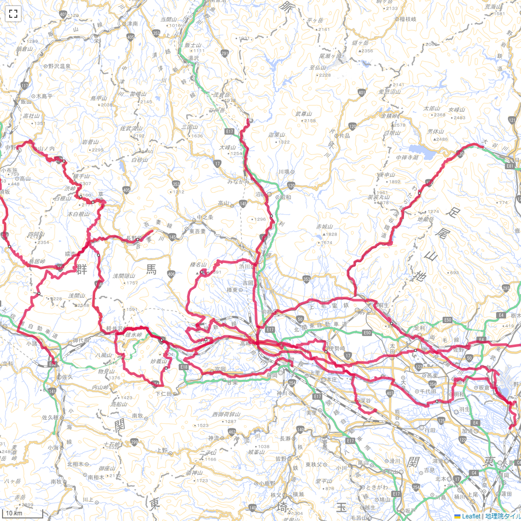 群馬県,サイクリング,地図,記録,自転車