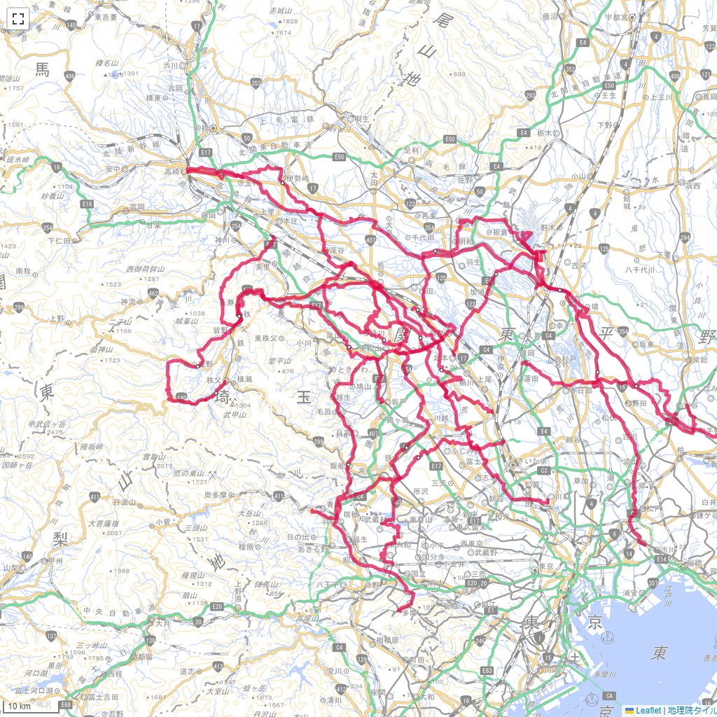 埼玉県,サイクリング,地図,記録,自転車