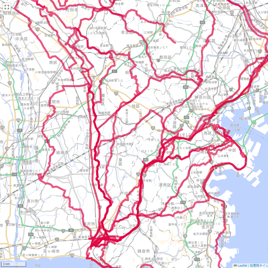 横浜県,サイクリング,地図,記録,自転車