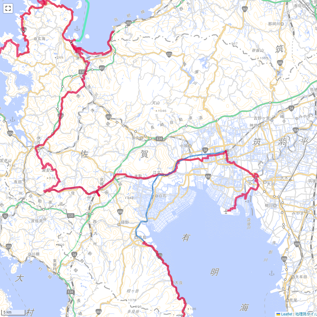 佐賀県,サイクリング,地図,記録,自転車