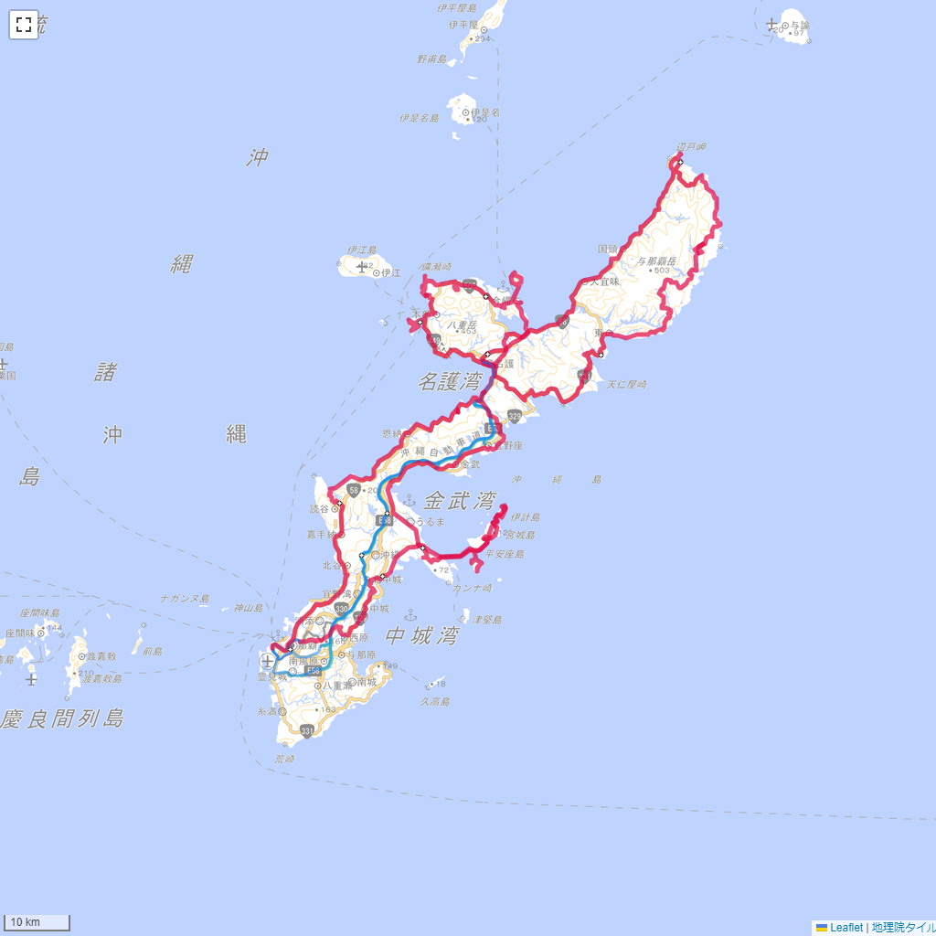 沖縄県,サイクリング,地図,記録,自転車
