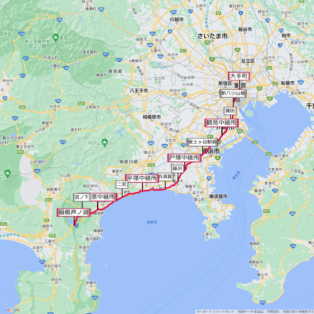 箱根駅伝・往路,コース,地図,マップ,AI順位予想,結果と記録