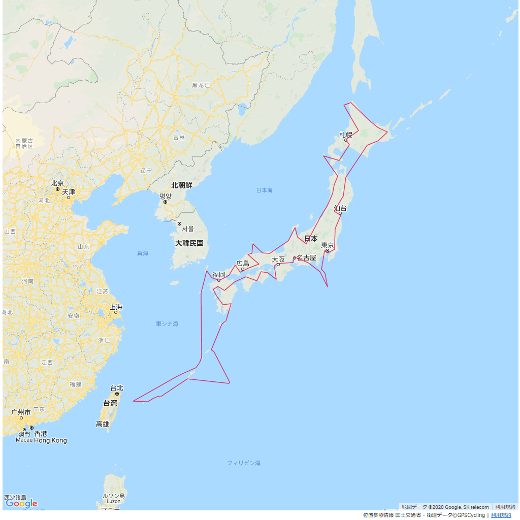 遺伝的アルゴリズムで解析した日本の空港一周最短ルートマップ,地図,コース,マップ,ルート,解析