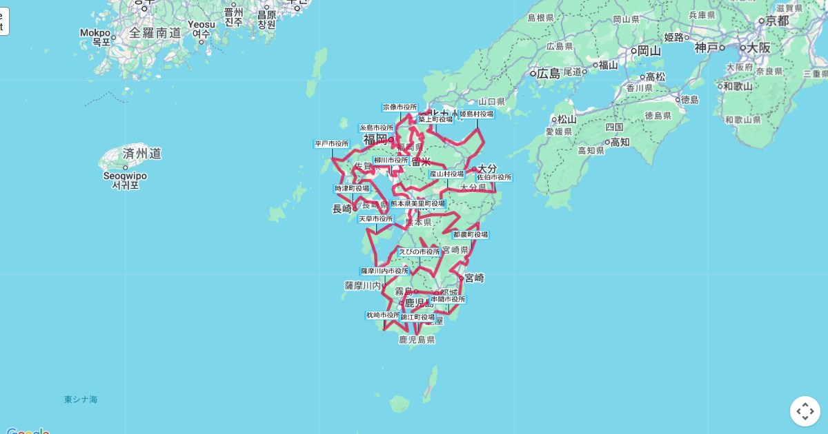 遺伝的アルゴリズムで解析した九州市町村最短ルートマップ,地図,コース,マップ,ルート,解析