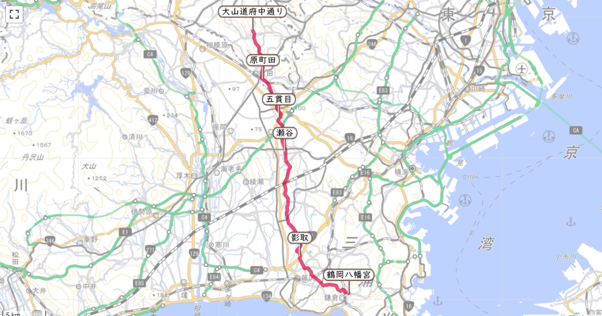 鎌倉街道上道のルートを地図で表示
