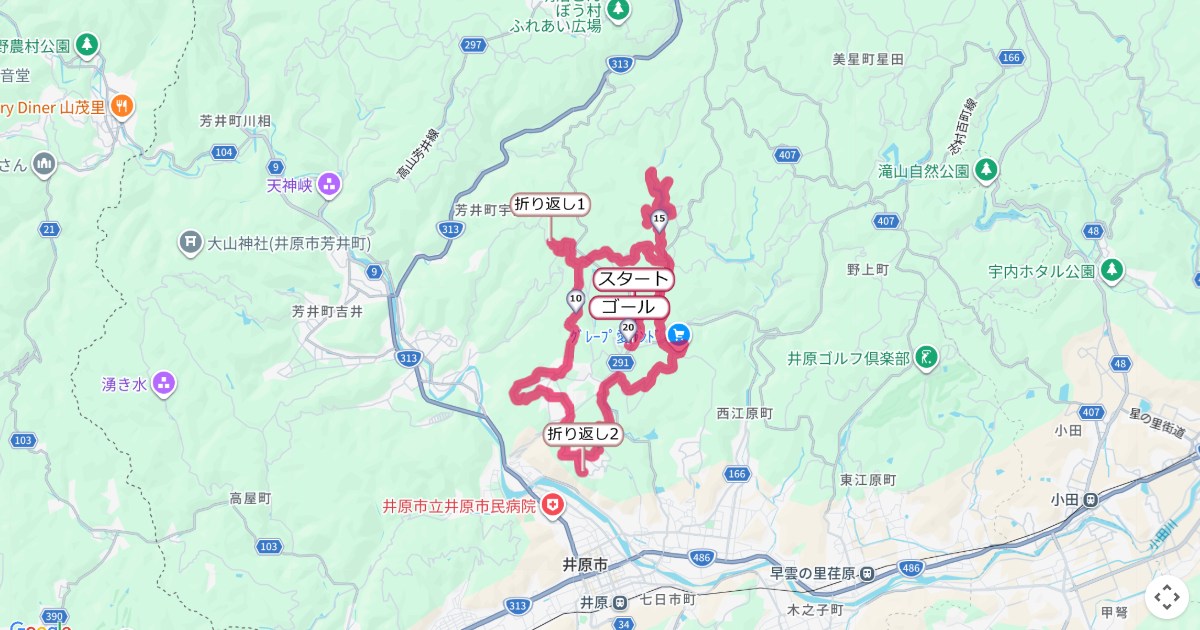 ぶどうの里ふれあいマラソン,青野マラソンのコースを地図で表示