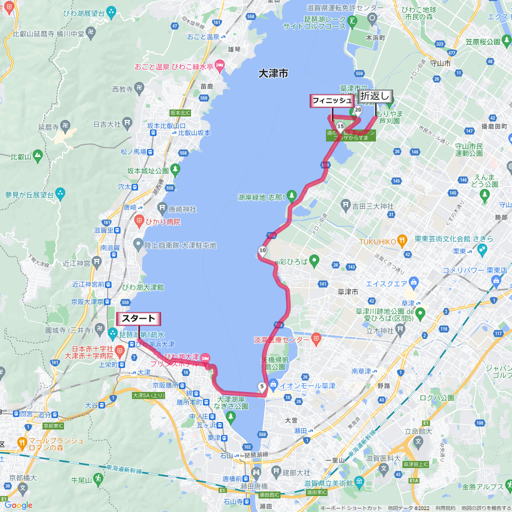 びわ湖レイクサイドマラソン,コース,地図,マップ,距離とタイム,高低差