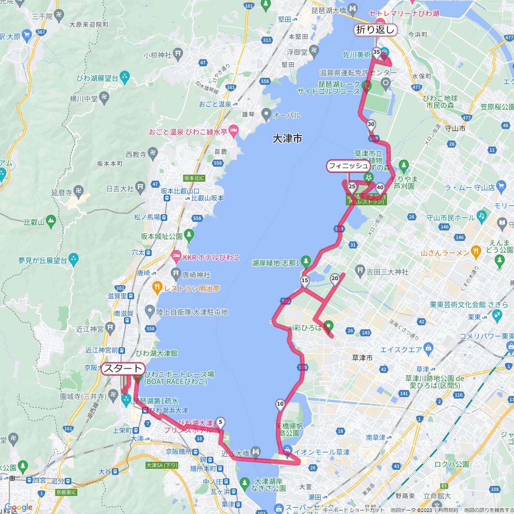 びわ湖マラソン,コース,地図,マップ,距離とタイム,高低差