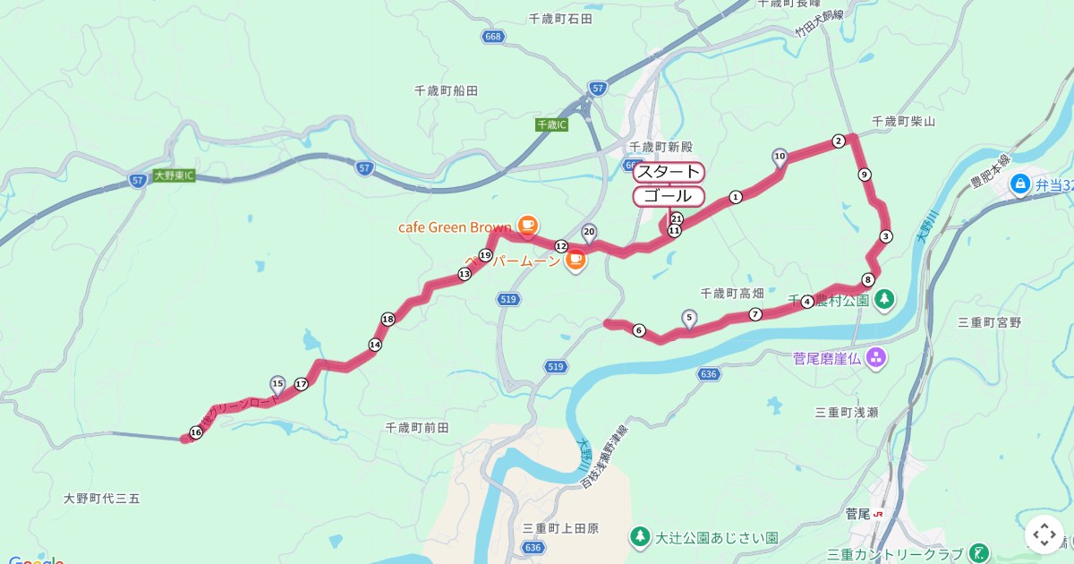 千歳ひょうたん健康マラソンのコースを地図で表示