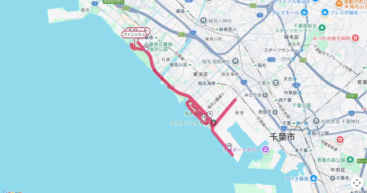 千葉マリンマラソンのコースを地図で表示