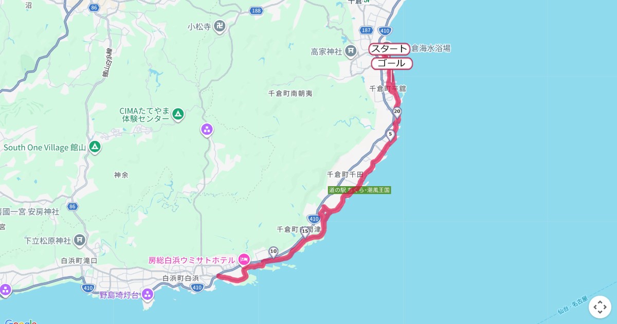 南房総市ロードレース千倉のコースを地図で表示