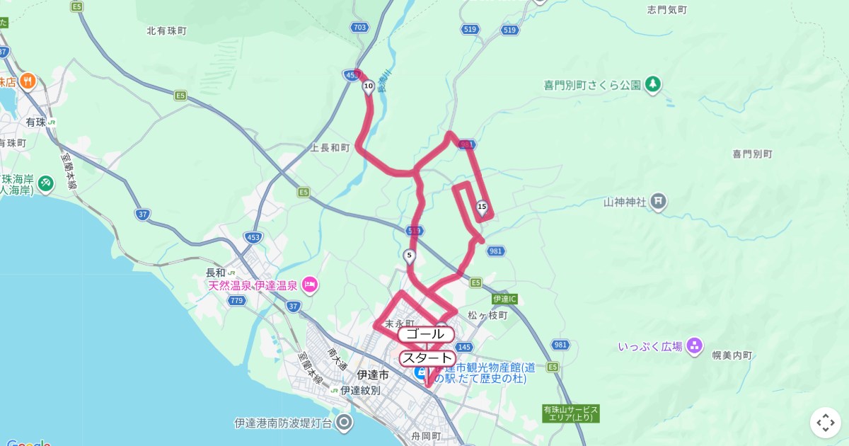 春一番 伊達ハーフマラソンのコースを地図で表示