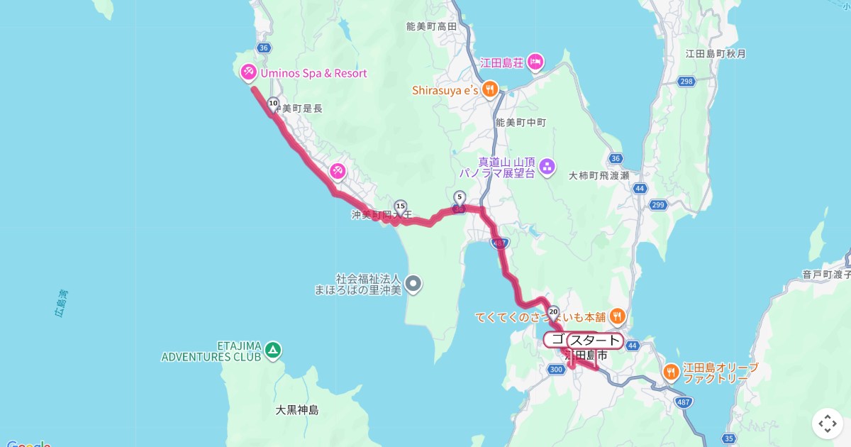ヒロシマMIKANマラソンのコースを地図で表示