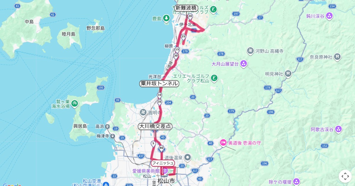 愛媛マラソンのコースを地図で表示