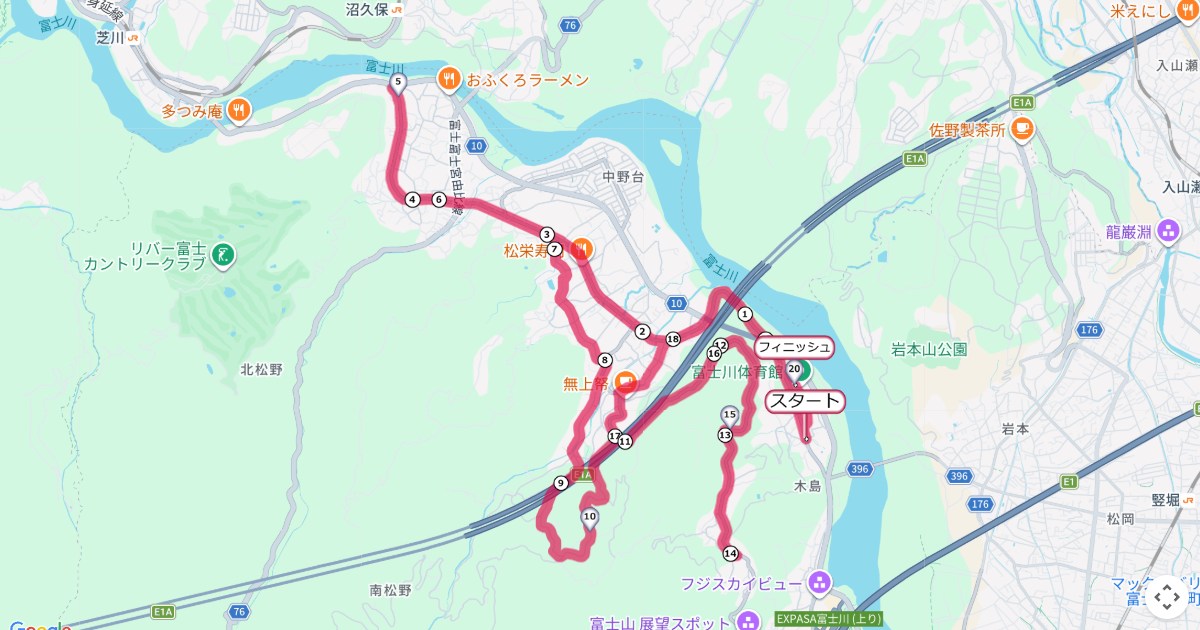 ふじかわキウイマラソン,富士川マラソンのコースを地図で表示