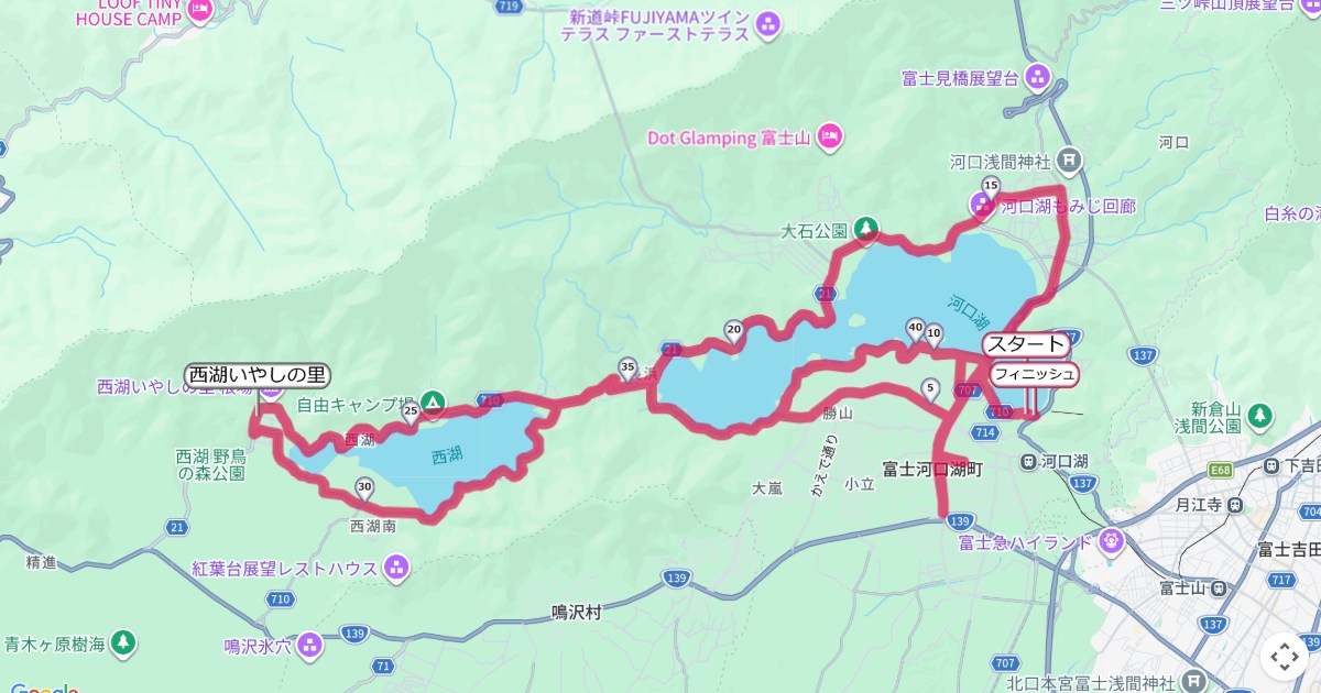 富士山マラソンのコースを地図で表示