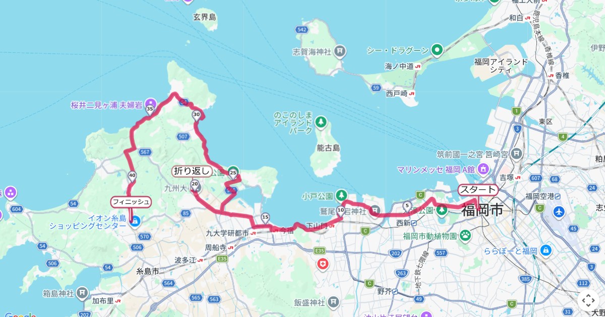 福岡マラソンのコースを地図で表示