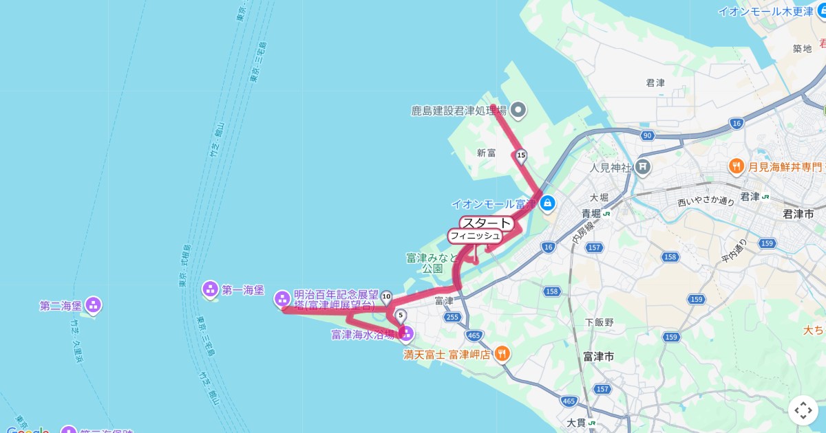 千葉県民マラソンのコースを地図で表示