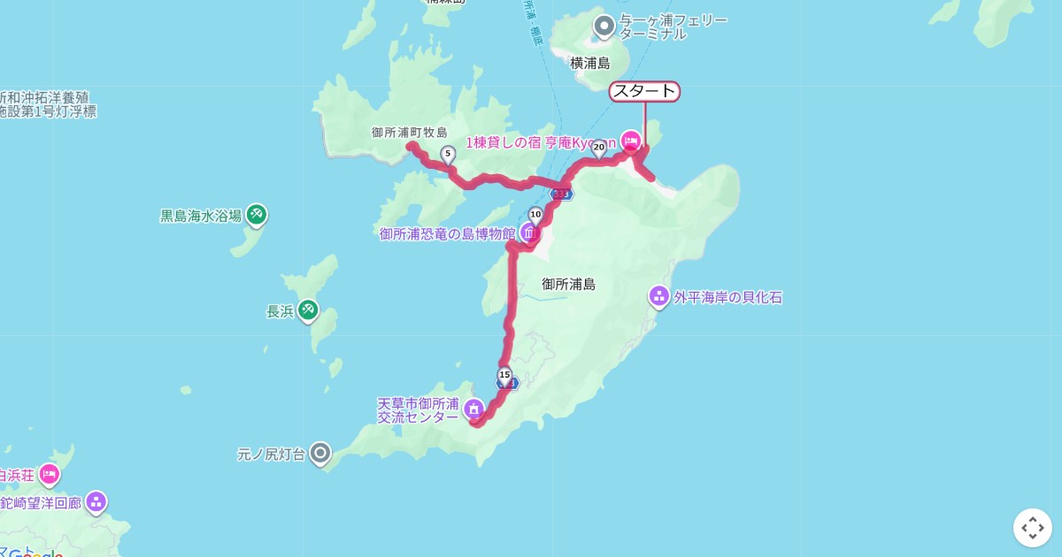 島あじマラソンのコースを地図で表示
