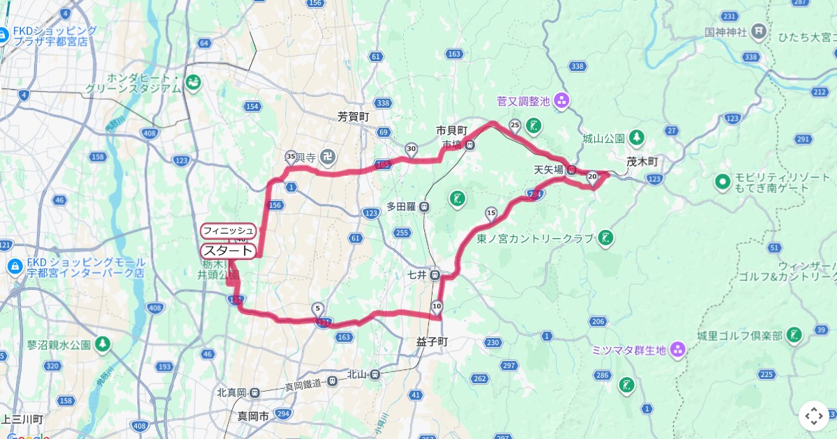 はが路ふれあいマラソン,芳賀マラソンのコースを地図で表示