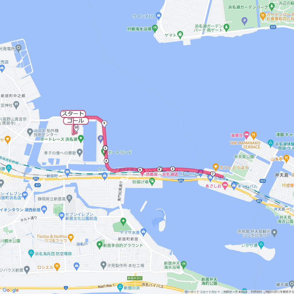 浜名湖マラソン,コース,地図,マップ,距離とタイム,高低差