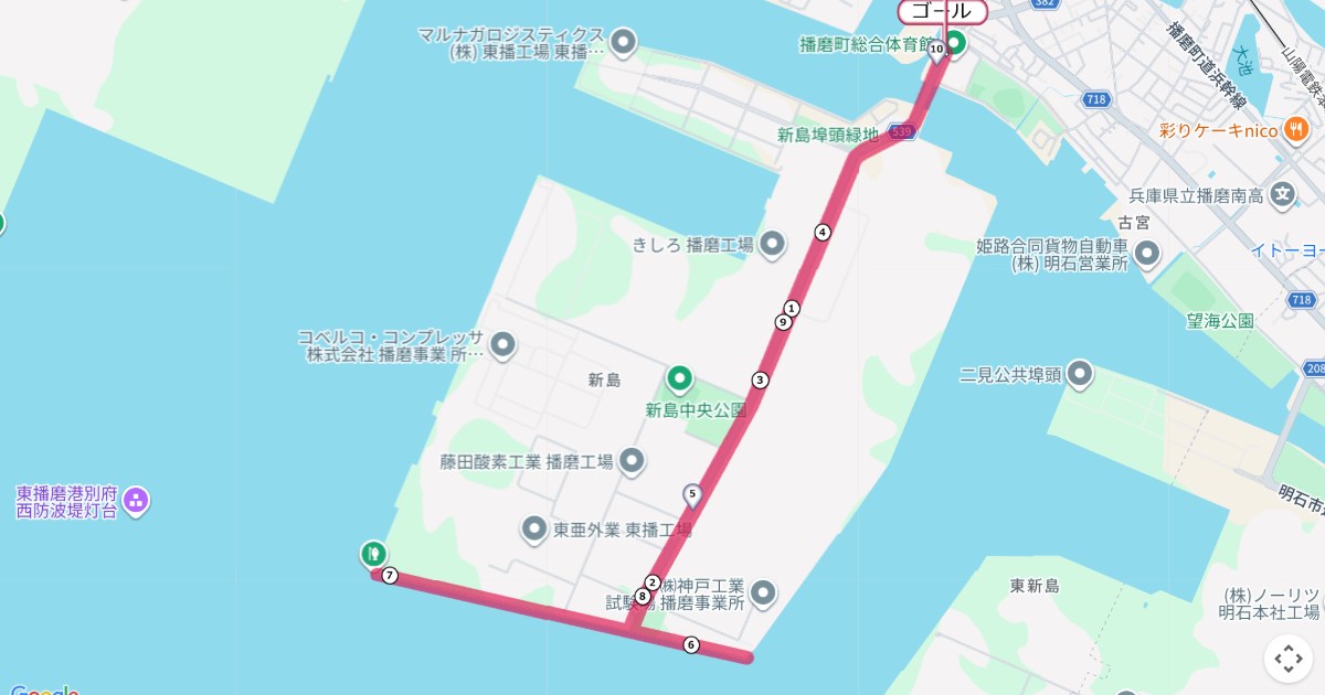 播磨町ロードレースのコースを地図で表示