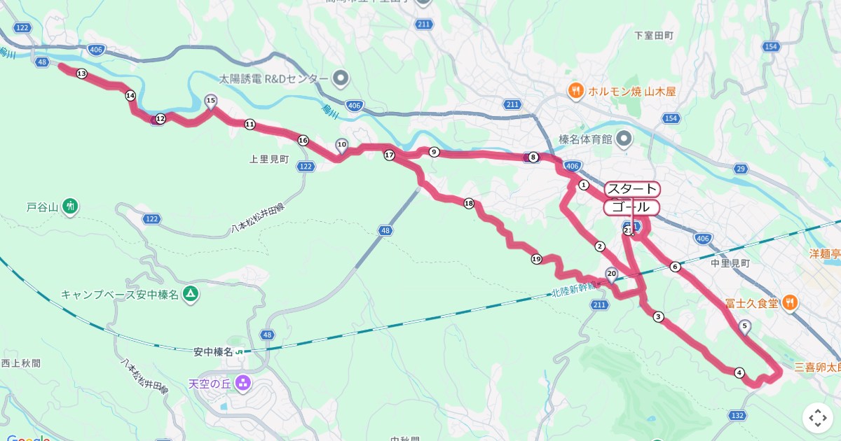 はるな梅マラソン,榛名マラソンのコースを地図で表示
