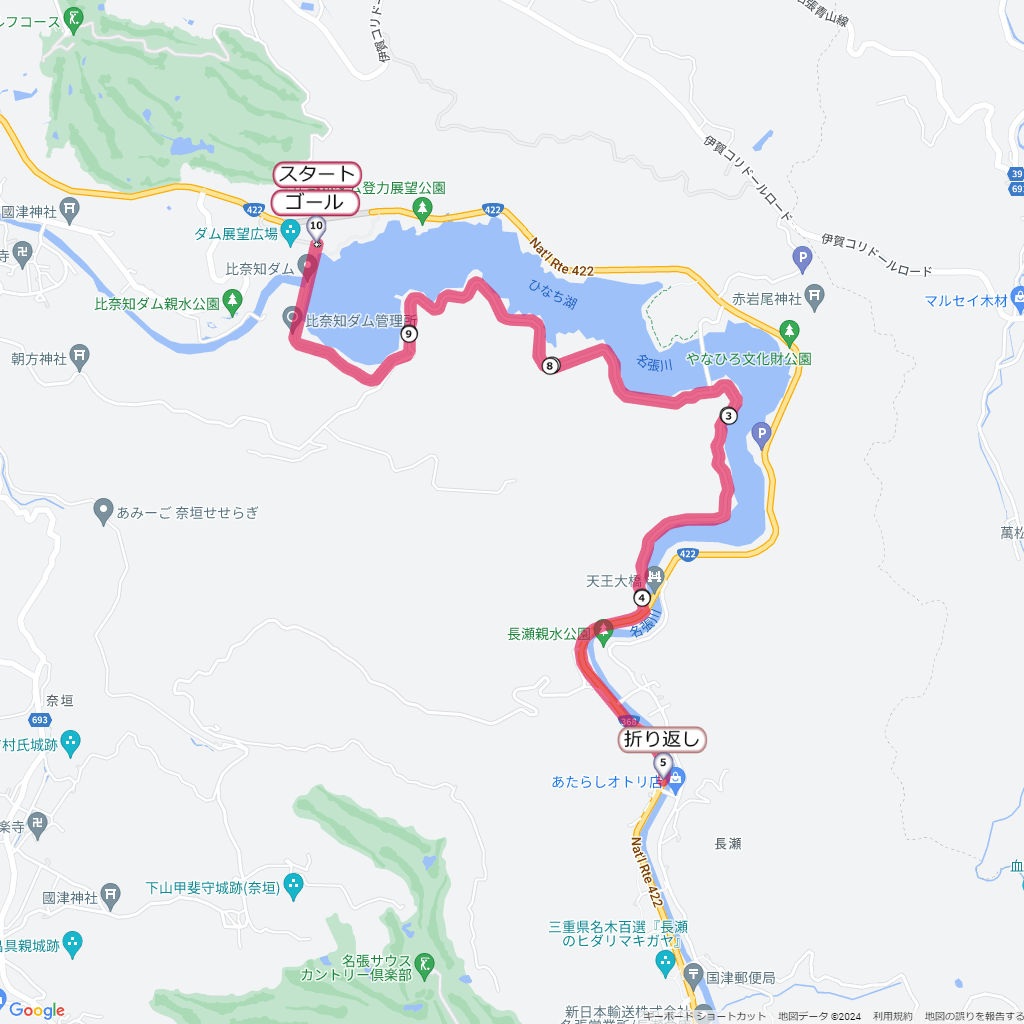 名張ひなち湖マラソン,コース,地図,マップ,距離とタイム,高低差