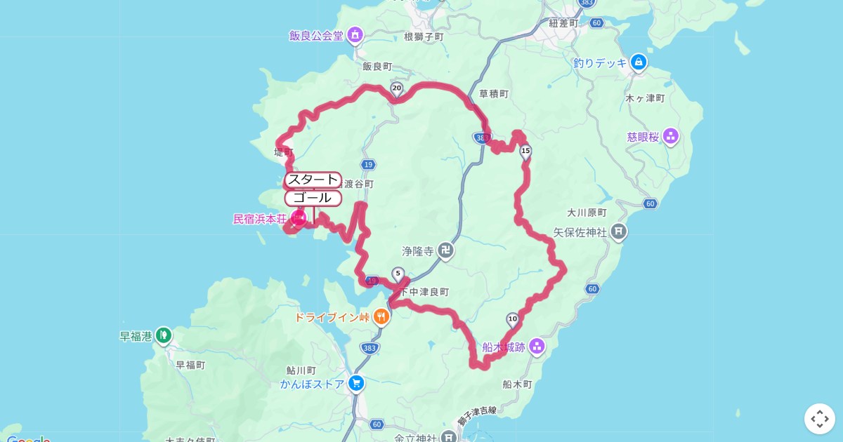 平戸のマチュピチュジョグトリップのコースを地図で表示