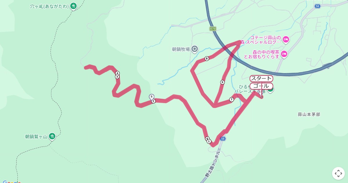 蒜山高原マラソンのコースを地図で表示