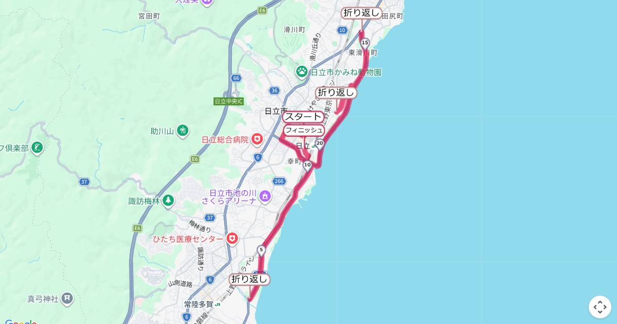 日立さくらロードレースのコースを地図で表示