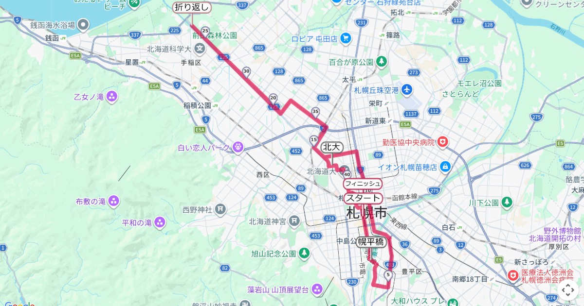 北海道マラソンのコースを地図で表示