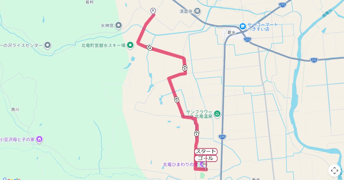 北竜町北商ロードレース,北竜町マラソンのコースを地図で表示