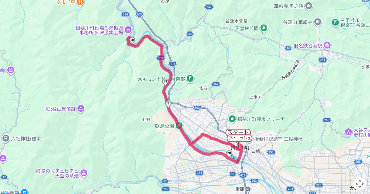 いびがわマラソン,揖斐川マラソンのコースを地図で表示