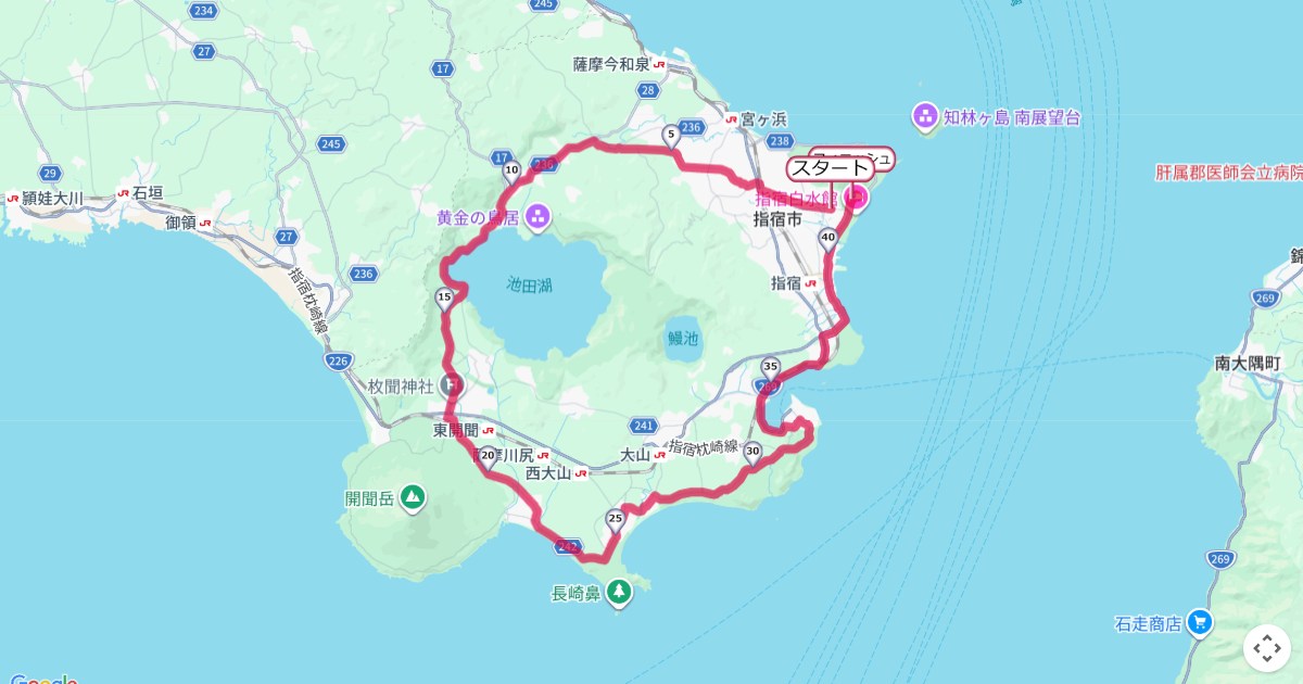 いぶすき菜の花マラソン,指宿マラソンのコースを地図で表示