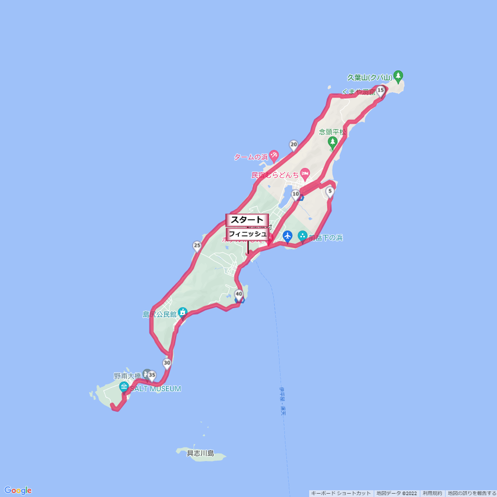 伊平屋ムーンライトマラソン,コース,地図,マップ,距離とタイム,高低差