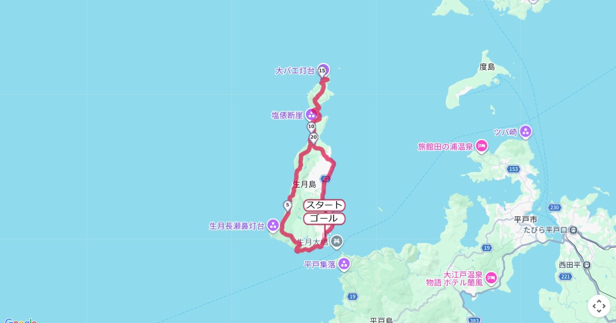 生口島ジョグトリップのコースを地図で表示