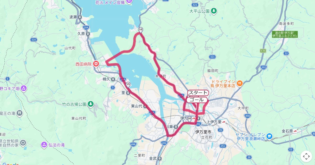 伊万里ハーフマラソンのコースを地図で表示