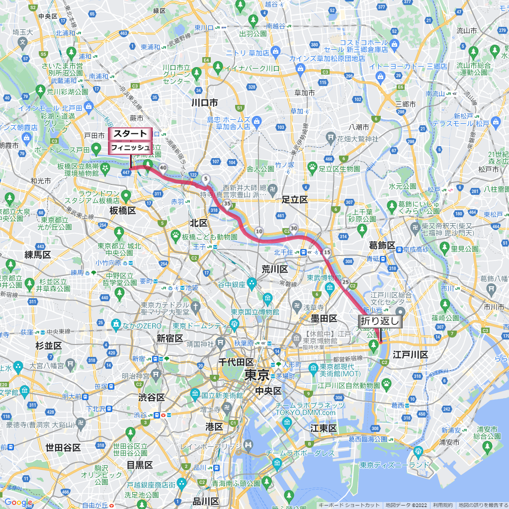 板橋Cityマラソン,コース,地図,マップ,距離とタイム,高低差