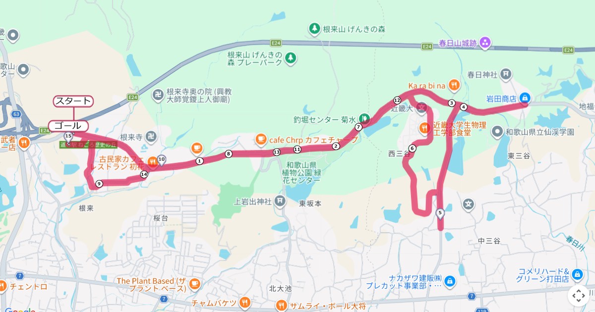 岩出マラソンのコースを地図で表示