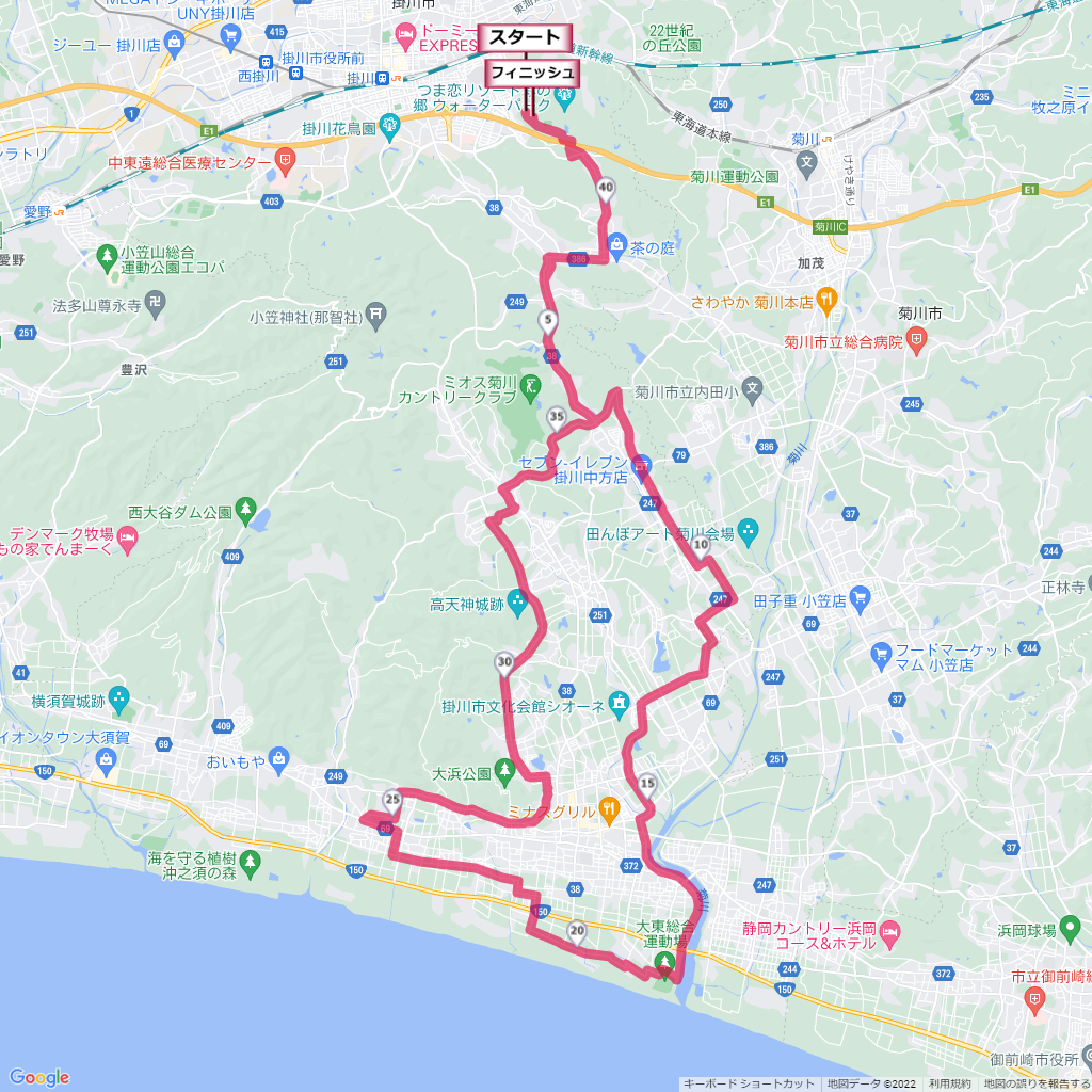 掛川・新茶マラソン,コース,地図,マップ,距離とタイム,高低差