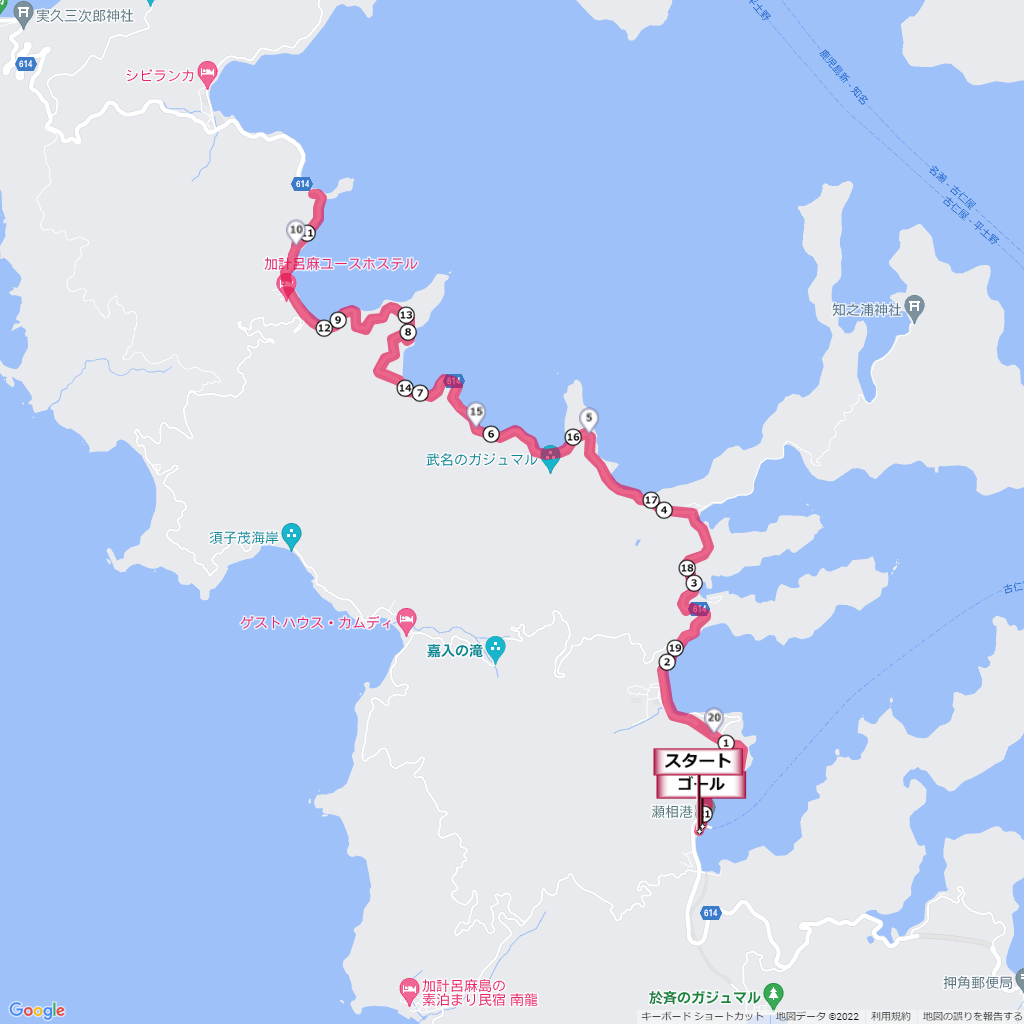 加計呂麻島ハーフマラソン,コース,地図,マップ,距離とタイム,高低差