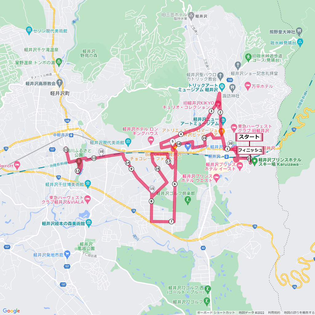 軽井沢リゾートマラソン,コース,地図,マップ,距離とタイム,高低差