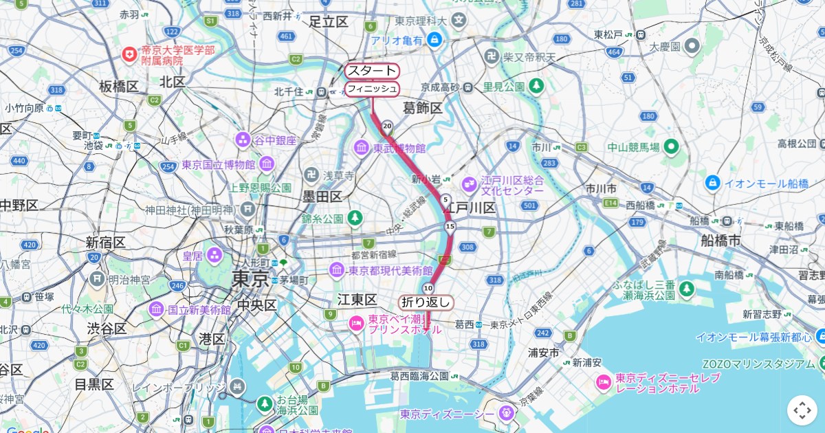 かつしかふれあいRUNフェスタ,葛飾マラソンのコースを地図で表示