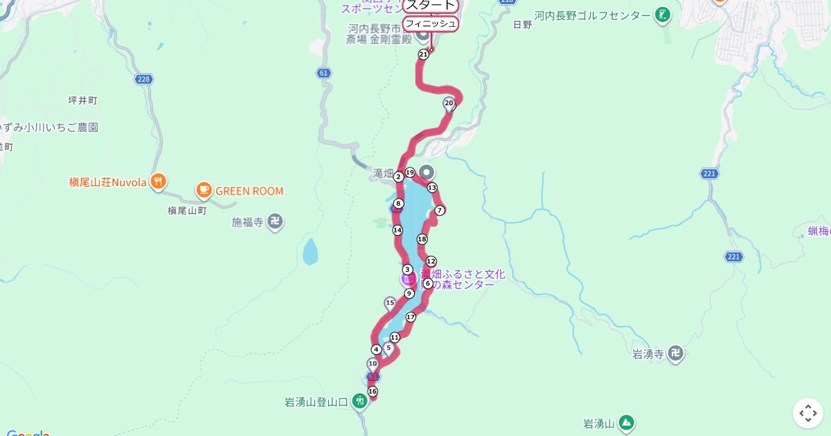 河内長野シティマラソンのコースを地図で表示