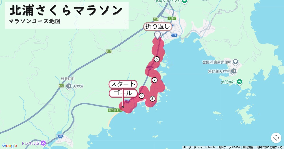 北浦さくらマラソンのコースを地図で表示