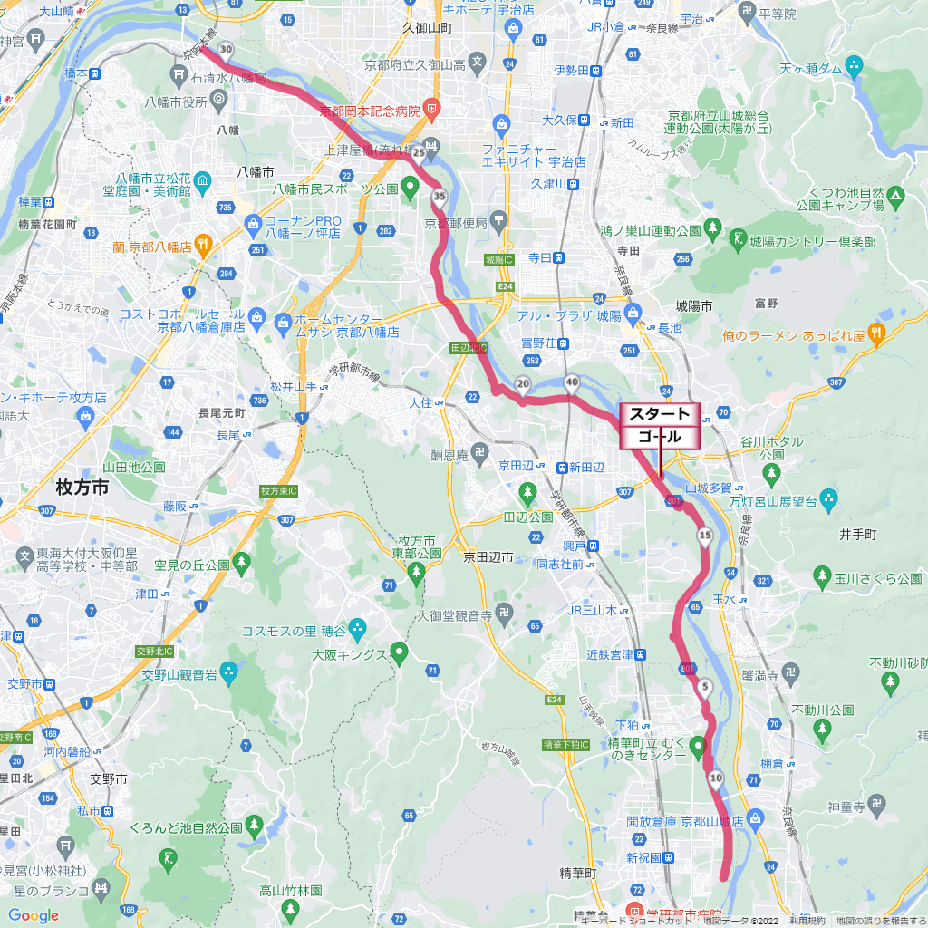 京都木津川マラソン,コース,地図,マップ,距離とタイム,高低差