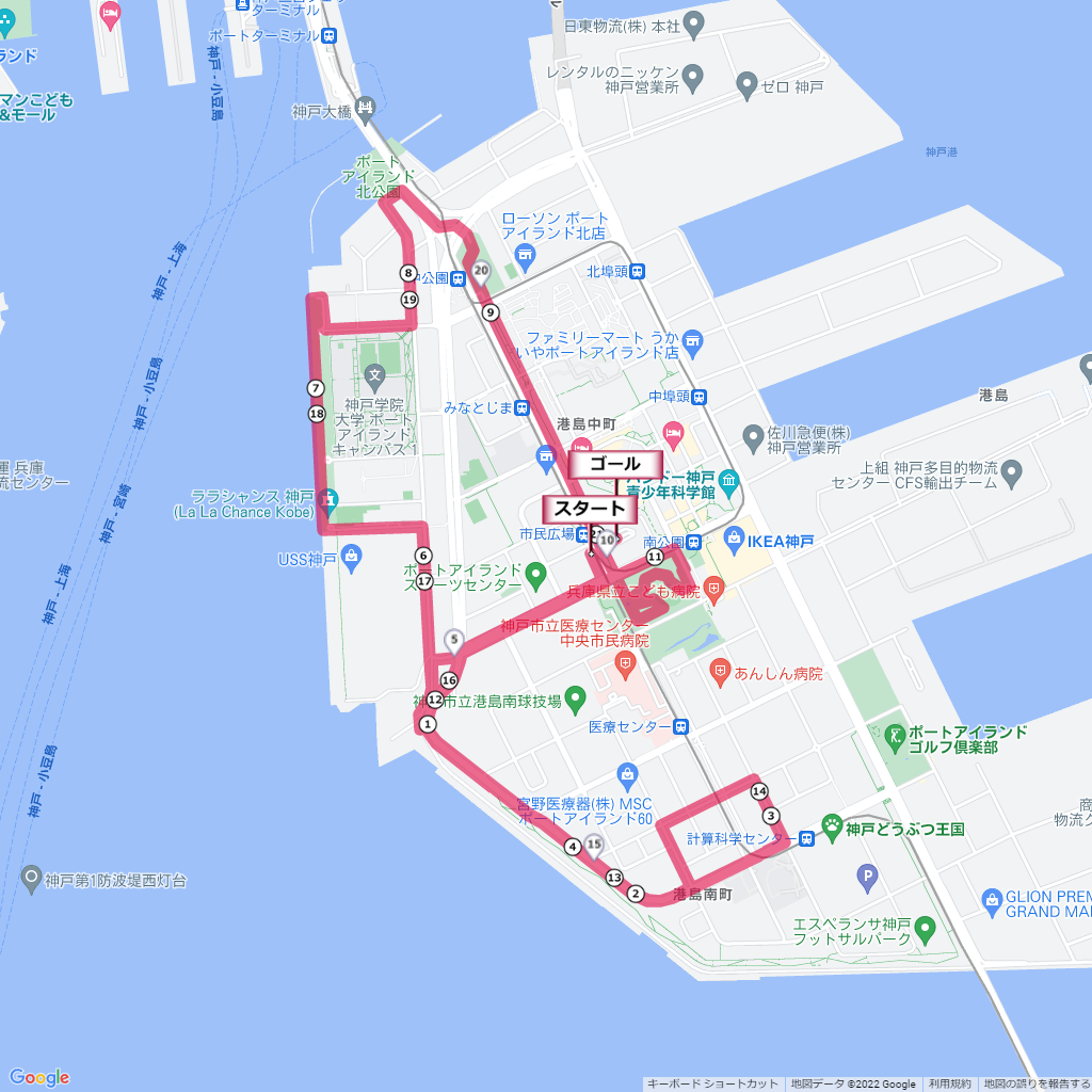 神戸バレンタイン・ラブラン,コース,地図,マップ,距離とタイム,高低差