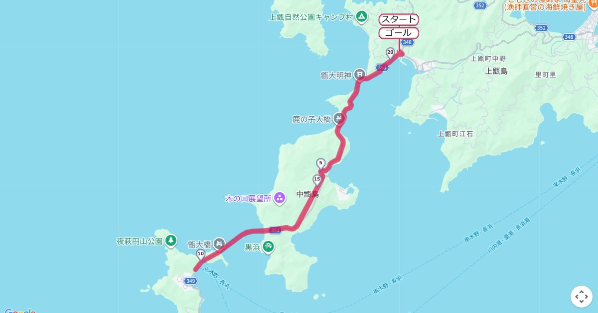 甑マラソンのコースを地図で表示