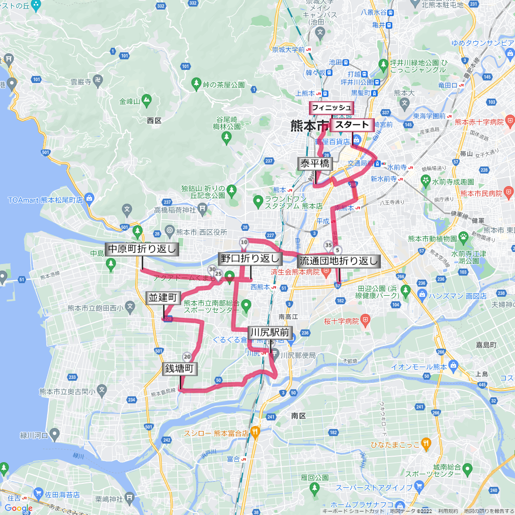 熊本城マラソン,コース,地図,マップ,距離とタイム,高低差